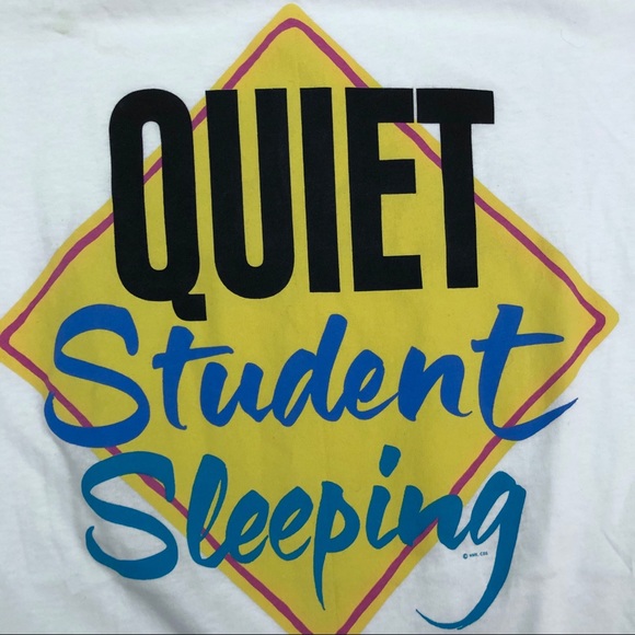 Vintage Quiet Student Sleeping Graphic T-shirt T23 - Picture 2 of 7